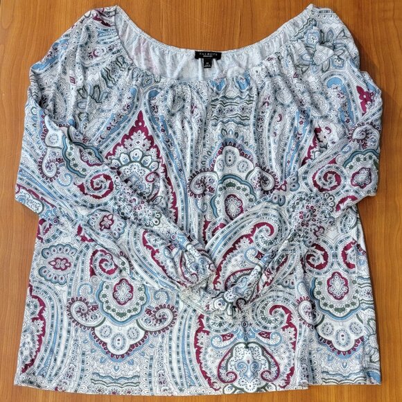 Talbots Flowy Boho Paisley Peasant Blouse - M - Picture 3 of 5